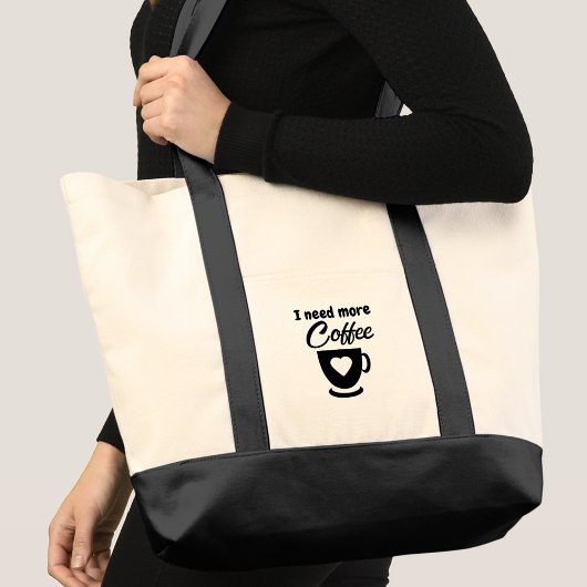 Need more coffee black tote bag