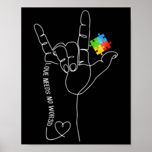 Need No Word ASL Autisme Bewustzijn Sped Teacher 5 Poster
