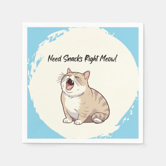 Need Snacks Recht Meow Vierkante Papier Servetten (Voorkant)