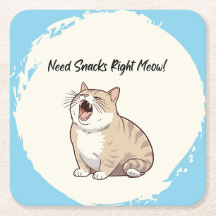 Need Snacks Right Meow 6 Papier Onderzetters