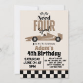 Need vier speed race auto jongen 4e verjaardag par kaart (Voorkant)