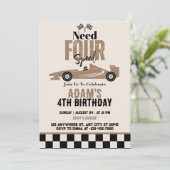 Need vier speed race auto jongen 4e verjaardag par kaart (Staand voorkant)