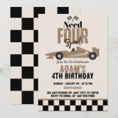 Need vier speed race auto jongen 4e verjaardag par kaart (Voorkant / Achterkant)