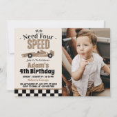 Need vier speed race auto jongen 4e verjaardag par kaart (Voorkant)