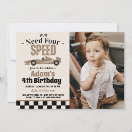 Need vier speed race auto jongen 4e verjaardag par kaart