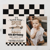 Need vier speed race auto jongen 4e verjaardag par kaart (Voorkant / Achterkant)