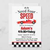 Need vier speed race auto jongen 4e verjaardag par kaart (Voorkant)