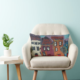 needle punc neighborhood design pillow/houses kussen