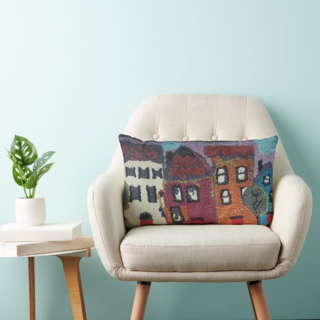 needle punc neighborhood design pillow/houses kussen (Stoel)