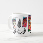 Needle punch design abstract houses mug/home sweet koffiemok (Voorkant links)