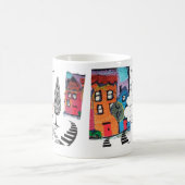 Needle punch design abstract houses mug/home sweet koffiemok (Center)
