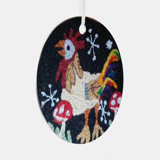 Needle Punch rooster design ornament (Voorkant Rechts)