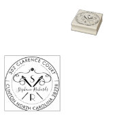  Needle & Thread Crest Monogram & Adres Rubberstempel (Gestempeld)