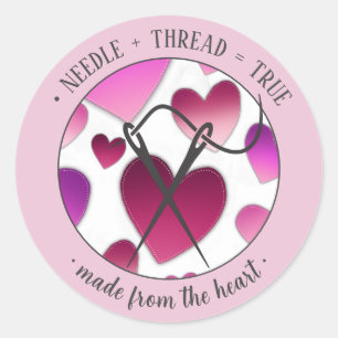 Needle+tread=true Gemaakt van het hart bord roze Ronde Sticker