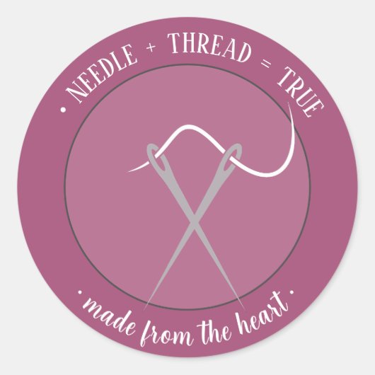Needle+tread=true Gemaakt van het hart witte blos Ronde Sticker (Voorkant)