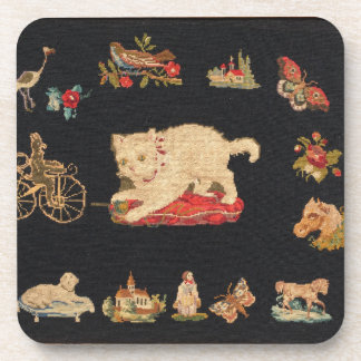 Needlepoint Kitty Cat Glossy Onderzetter
