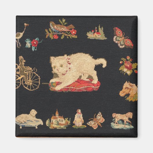 Needlepoint Kitty Cat Magnet (Voorkant)