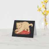 Needlepoint Kitty Cat Note Kaart (Gele Bloem)