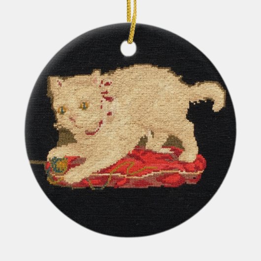 Needlepoint Kitty Cat Ornament (Voorkant)