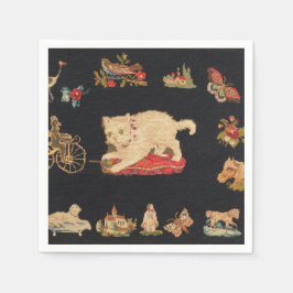 Needlepoint Kitty Cat Paper Napkin Servet