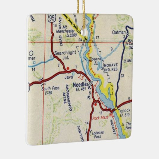 Needles CA  Map Keramisch Ornament (Rechts)