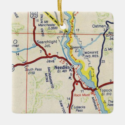 Needles CA  Map Keramisch Ornament (Voorkant)