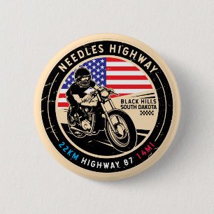 Needles Highway South Dakota Motorcycle Ronde Button 5,7 Cm