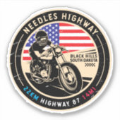 Needles Highway South Dakota Motorcycle Sticker (Voorkant)
