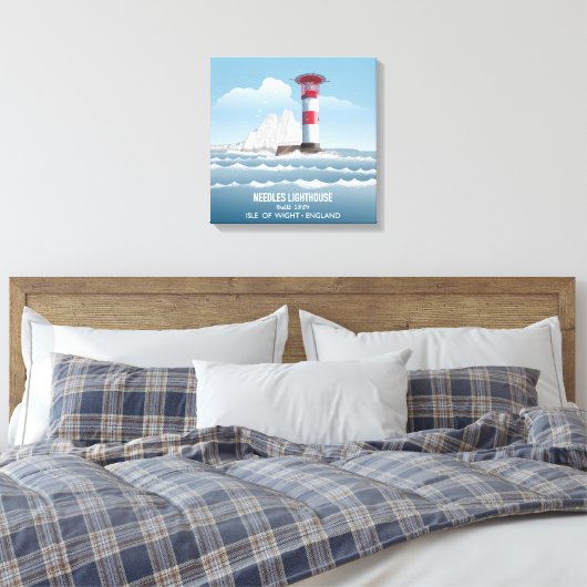 Needles Lighthouse Canvas Afdruk (Insitu (Slaapkamer))