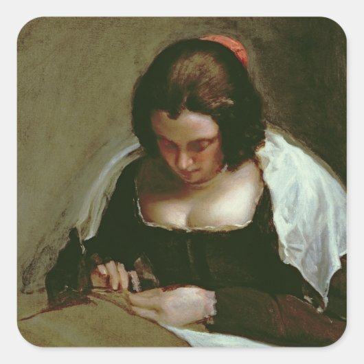 Needlewoman, c.1640-50 vierkante sticker (Voorkant)