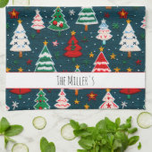 Needlework kerstbomen feestelijke vakantie theedoek (Gevouwen)