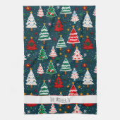 Needlework kerstbomen feestelijke vakantie theedoek (Verticaal)