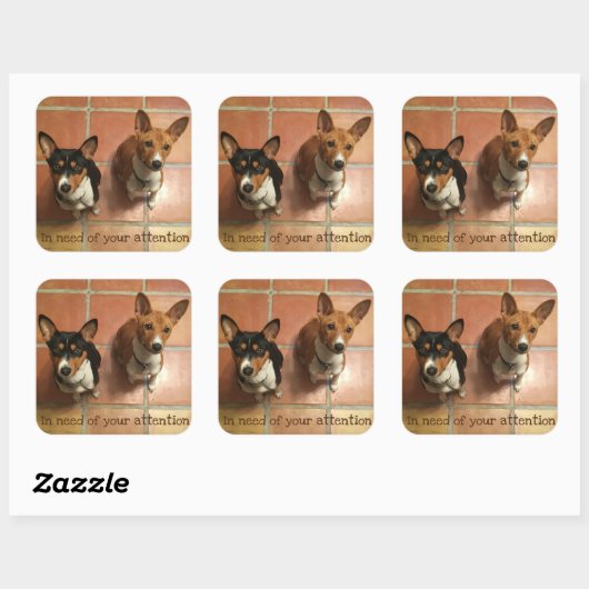 Needy Basenji's Vierkante Sticker (Vel)