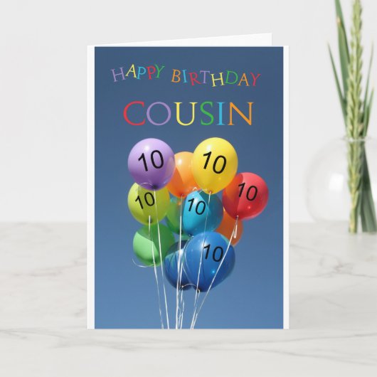 Neef 10e verjaardagsballonnen kaart (Voorkant)