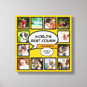 Neef 12 Foto Collage Retro Stripboek Pret Canvas Afdruk