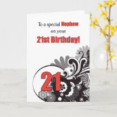 Neef, 21e verjaardag Religieuze Swirls Kaart (Gele Bloem)