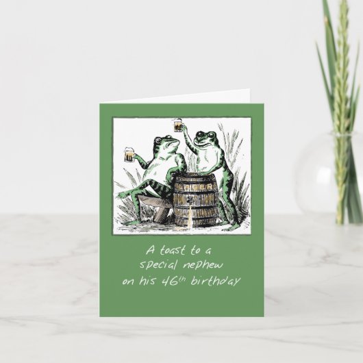 Neef 46th Birthday Frogs Toasting met Bier Kaart (Voorkant)