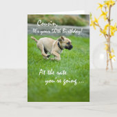 Neef, 50th Birthday Puppy Running Kaart (Gele Bloem)