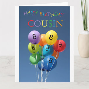 Neef 8 jaar gekleurde ballonnen kaart