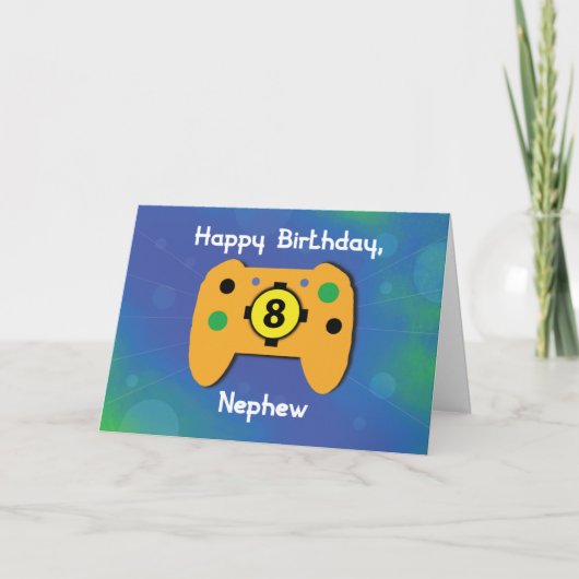 Neef 8 Jaar Verjaardag Gamer Controller Kaart (Voorkant)