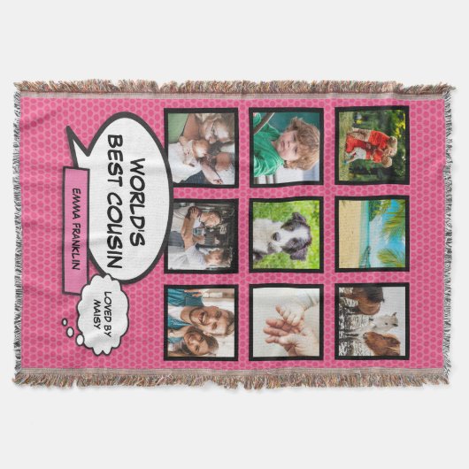 Neef 9 Fotocollage Comic Book Fun Pink Deken (Voorkant)