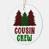 neef-bemanningsbuffel met kerstboom keramisch ornament (Links)