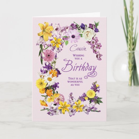 Neef Birthday Flower Lijst Card Kaart (Voorkant)