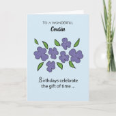 Neef Birthday met Violet Flowers en Leaves Kaart (Voorkant)