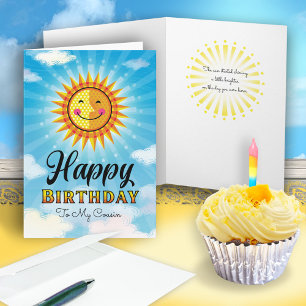 Neef Birthday Yellow Sinaasappel Smiling Sun Card Kaart