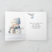 Neef Blauw Kerstmis Sneeuwman Feestdagen Kaart (Binnen)