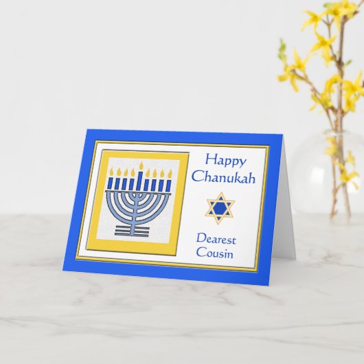 Neef Chanukah Hedendaags Menorah Kaart (Gele Bloem)