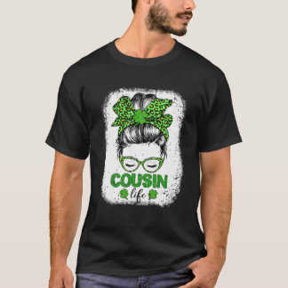 Neef Clover Messy Bun Leopard Funny St Patrick's T-shirt