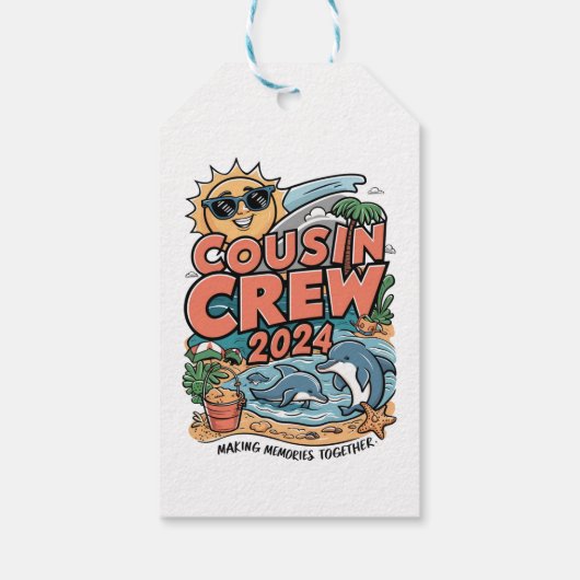 Neef crew 2024 Zomer Vakantie Strand Familie Trip Cadeaulabel (Achterkant)