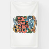 Neef crew 2024 Zomer Vakantie Strand Familie Trip Spandoek (Verticaal)